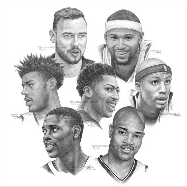 无水印|nba30支球队素描画,把你的主队存下来吧