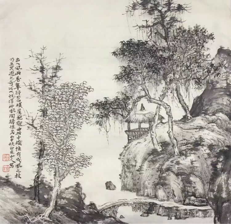 朱荣贤:亭子"空山无人,人迹未远"的感觉如何画