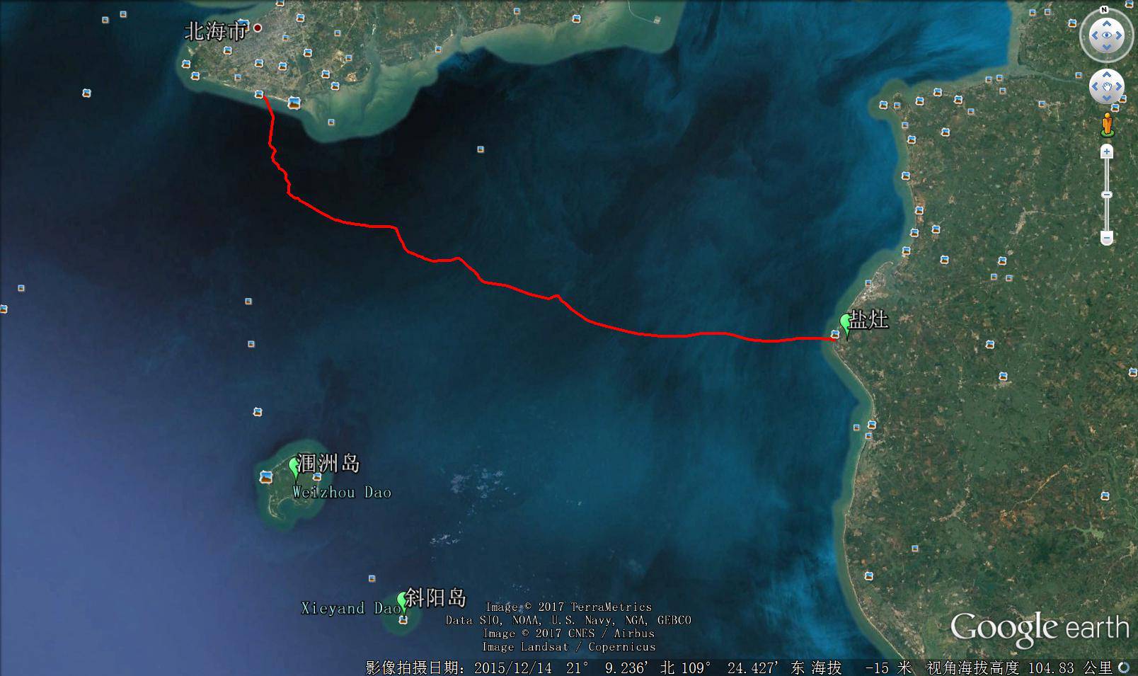 我决定顺应天意,放弃从北海-涠洲岛-斜阳岛-雷州半岛(企水)的计划,改