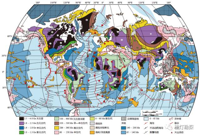 全球克拉通与造山带分布图