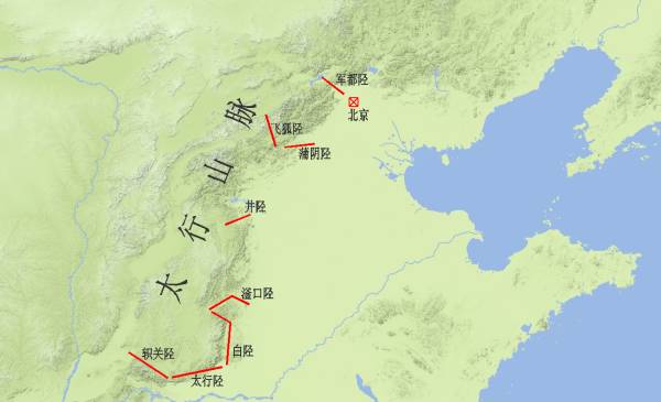 燕山山脉和太行山脉一般就是以军都陉为分界的. 19.