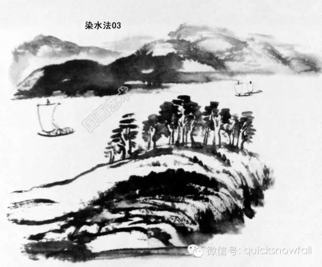 山水画基础教程:图文详解水的画法,名家作品欣赏!