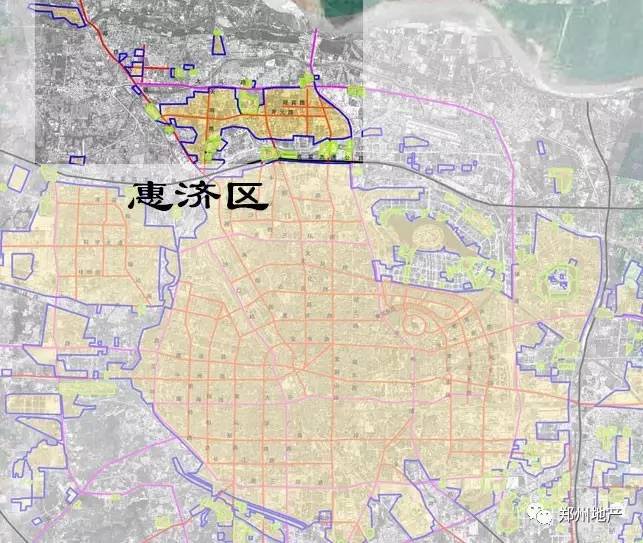 1,惠济区是郑州城市向北扩展的行政区,目前城市建成区主要分布在大河
