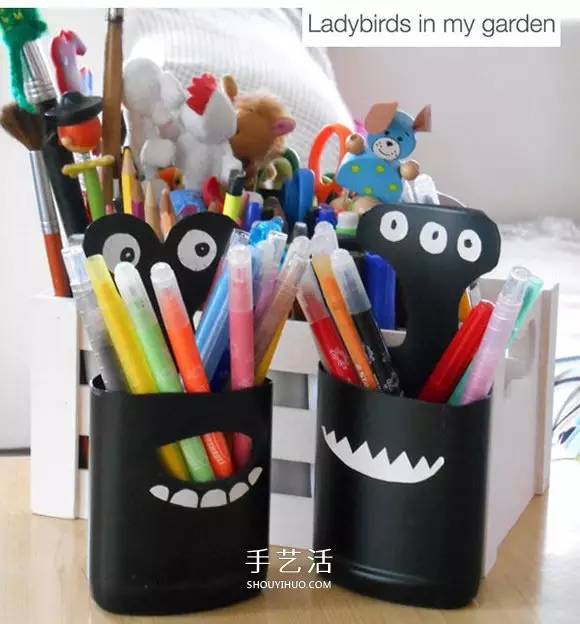 废物利用塑料瓶做笔筒 卡通小怪物笔筒DIY方法_搜狐母婴_搜狐网