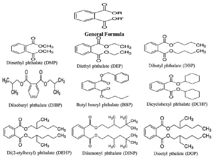 常见的邻苯二甲酸酯类塑化剂的分子式