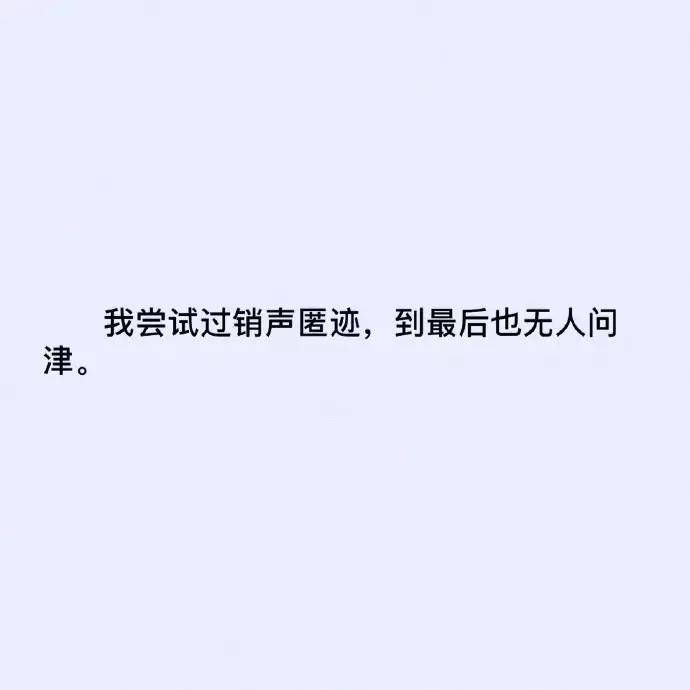 我尝试过销声匿迹,到最后也无人问津