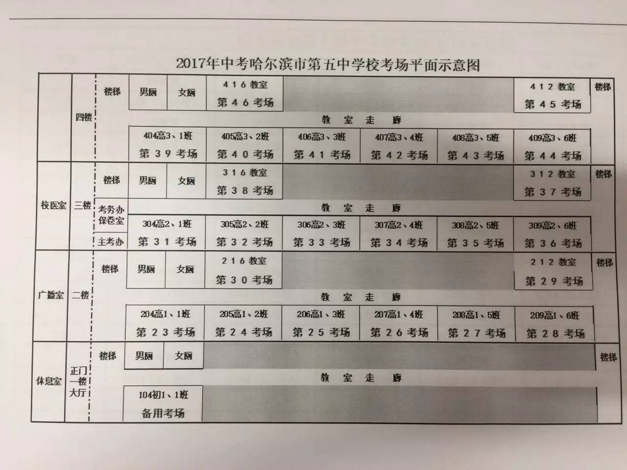 必看| 各考场平面示意图来啦!您的孩子在哪个考点第几