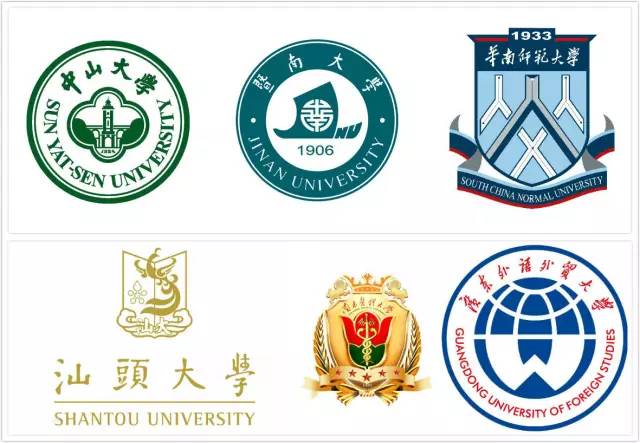 中山大学, 暨南大学, 华南理工大学, 广东外语外贸大学, 南方医科