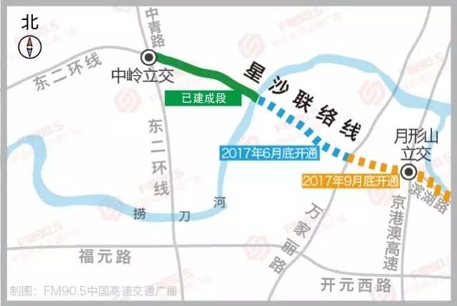 6月26日,长沙市星沙联络线万家丽跨线桥以西路段主体已施工完毕,达到