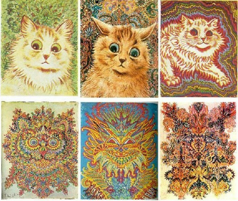 抽象的万花筒猫像是有着宗教意味的图腾也许,我们应该问问louis wain