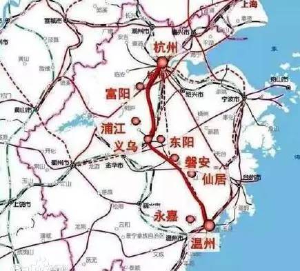 杭温高铁的一期工程新建线路从沪昆高铁义乌站引出,经金华市