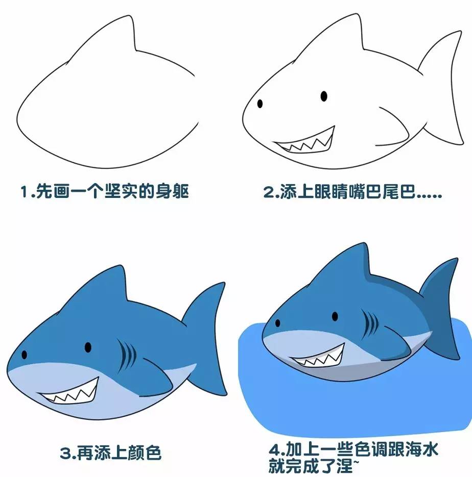(鲨鱼简笔画)