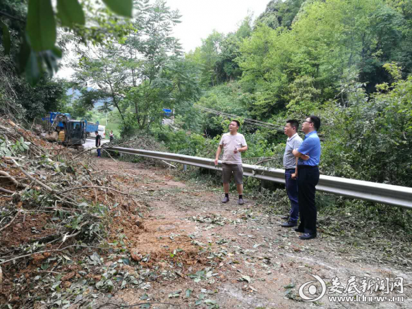 双峰县农路局领导到甘棠镇指导公路沿线山体炉石传说牧师脏滑坡抗灾