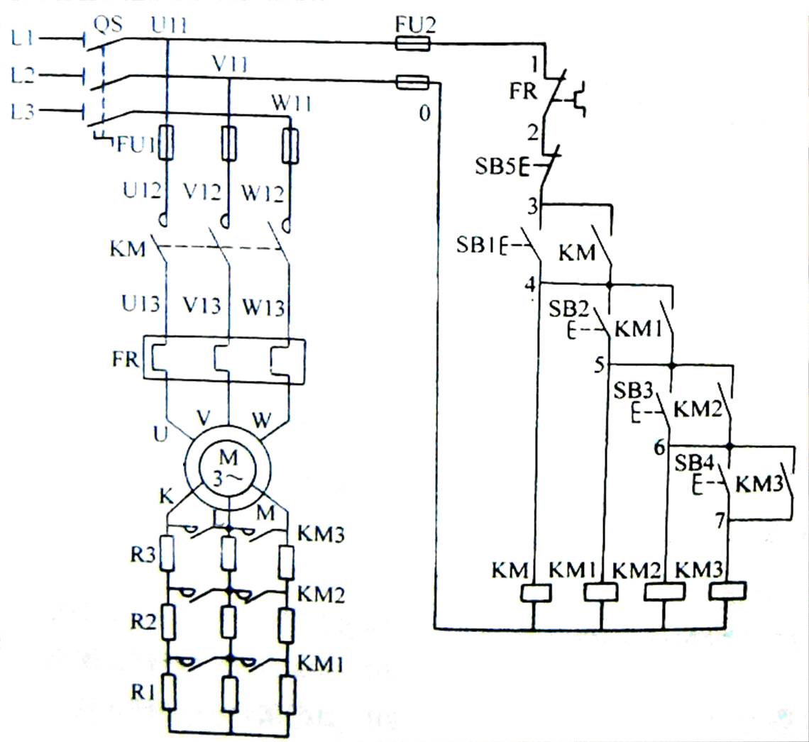1.转速调速原理与起动方式 ②时间继电器自动控制串接电阻起动电路