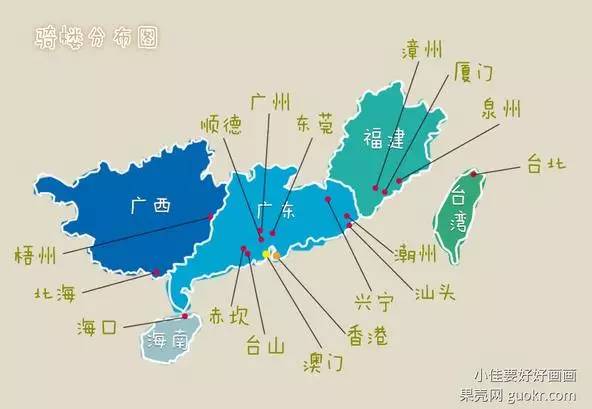 骑楼广泛分布于岭南地区,在两广,福建,海南都有着其各自不同风格的