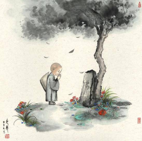 7月15日来上海玉佛禅寺遇见禅画小和尚