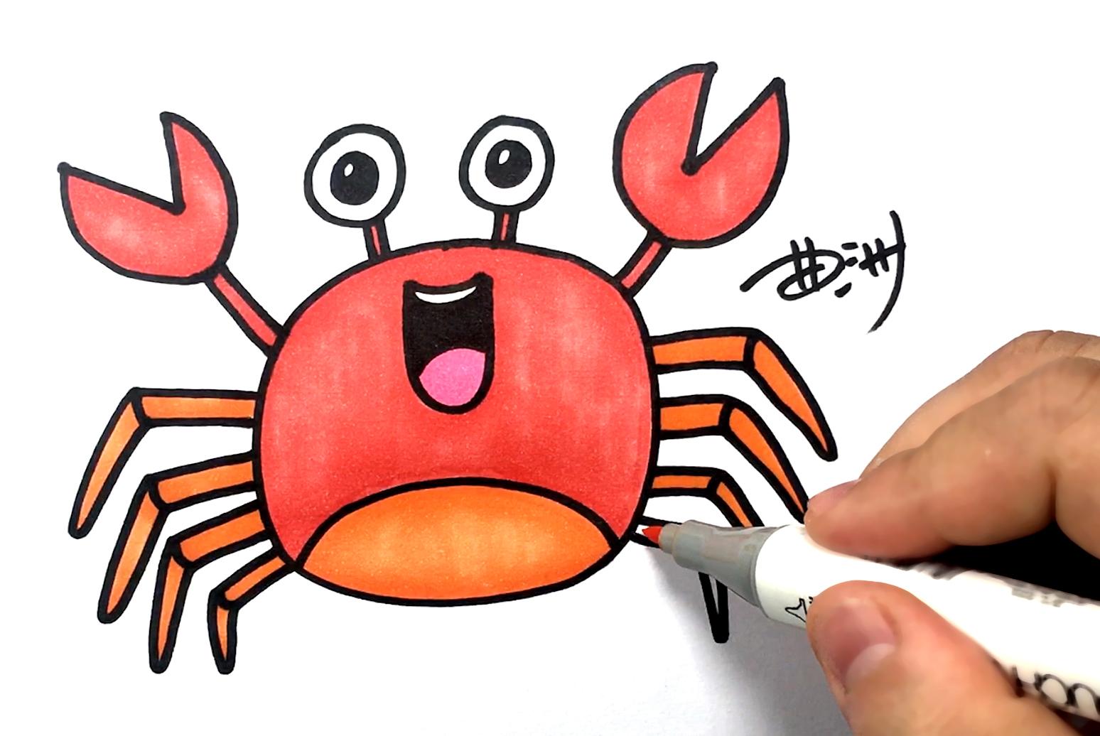 简笔画,90秒教你画一个可爱的螃蟹