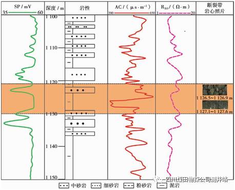 特征断面充填物岩性组成的差异,会导致测井曲线具有不同的响应特征