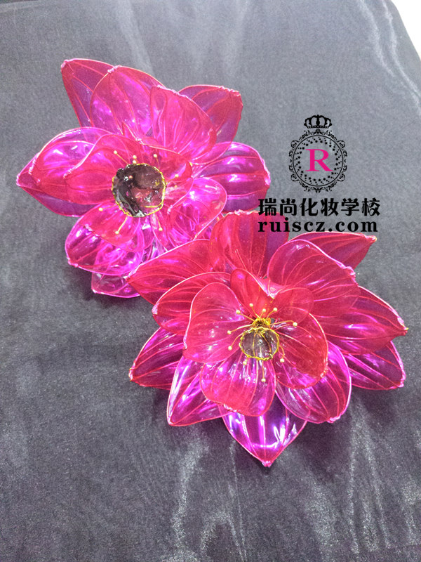 最后,我们来欣赏同学们自己制作的水晶花,欧根纱烫花作品.