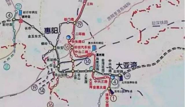 单单在轨道交通方面 地铁 深圳地铁 8,14,16,19和21号线 延伸对接惠州