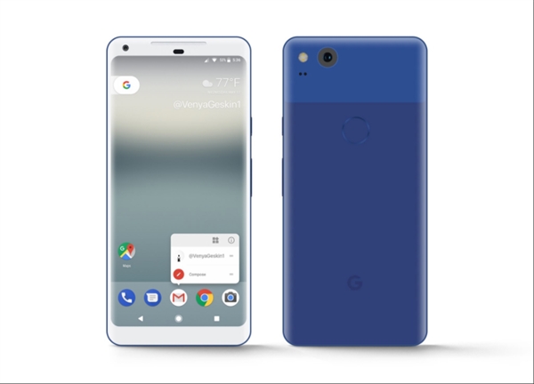 谷歌pixel 2xl曝光:全面屏 后指纹 3色可选