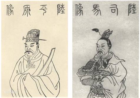 陆机(左)和陆云(右)陆机和陆云分别是陆逊的第四,五孙吴亡后,陆机与