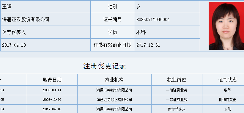 中天金融更换保荐代表人 海通证券王谭接替陈川(图)