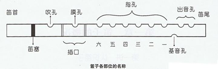 第二步必须要认识笛子的结构,如下图所示