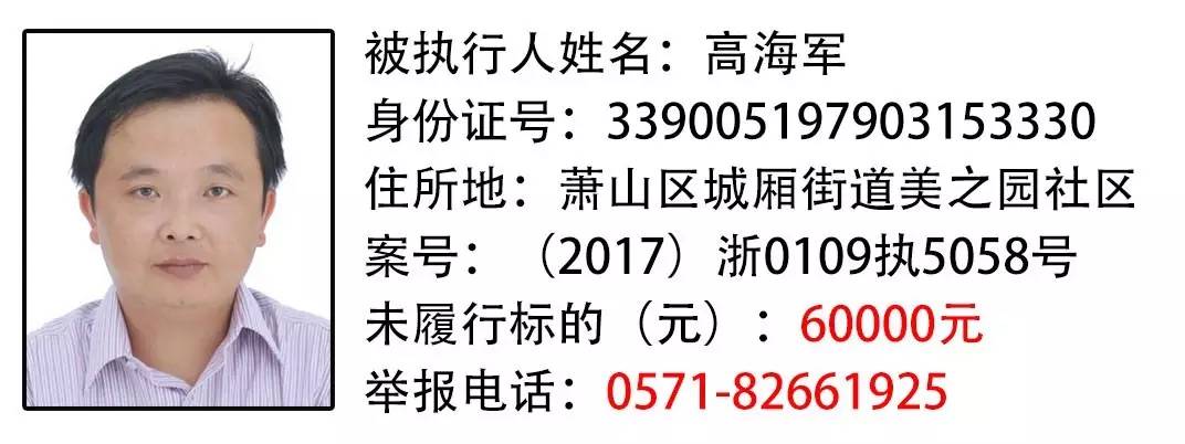 萧山最新16个老赖曝光,附照片,住址!有你认识的吗?