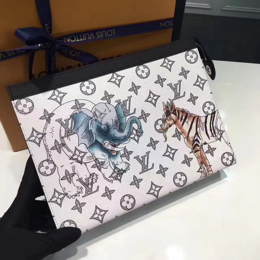 lv 动物印花 pochette voyage 中号手拿包 m66929