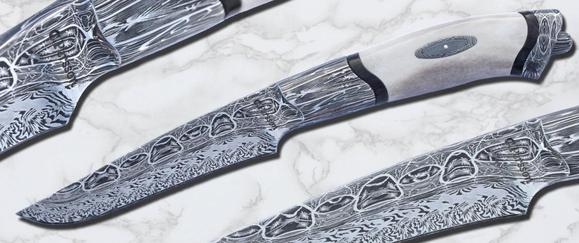 康尼·佩尔森的马赛克纹大马士革钢刀具作品赏鉴