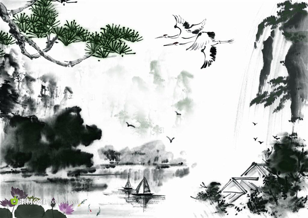 中国水墨山水画壁纸