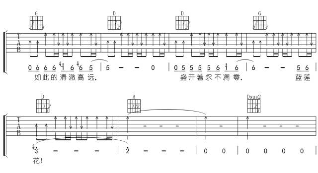 吉他简谱蓝莲花_吉他蓝莲花c调简谱(2)