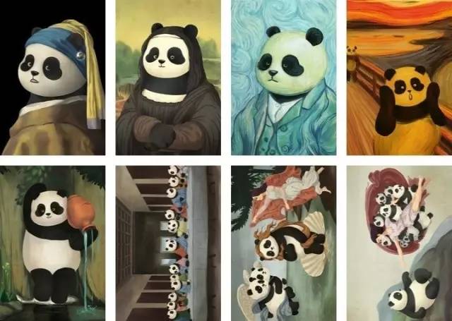 这个插画师让熊猫穿越到世界名画里,超级可爱!萌动古今.