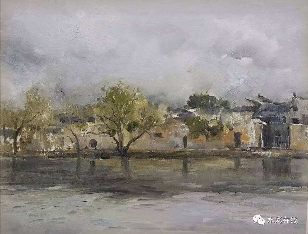 油画 《南湖细雨》杨俊甫40x50cm 2016.10.19