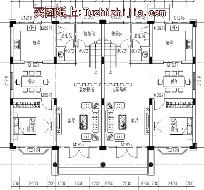 16*11米农村二层双拼别墅设计图,兄弟建房首选!