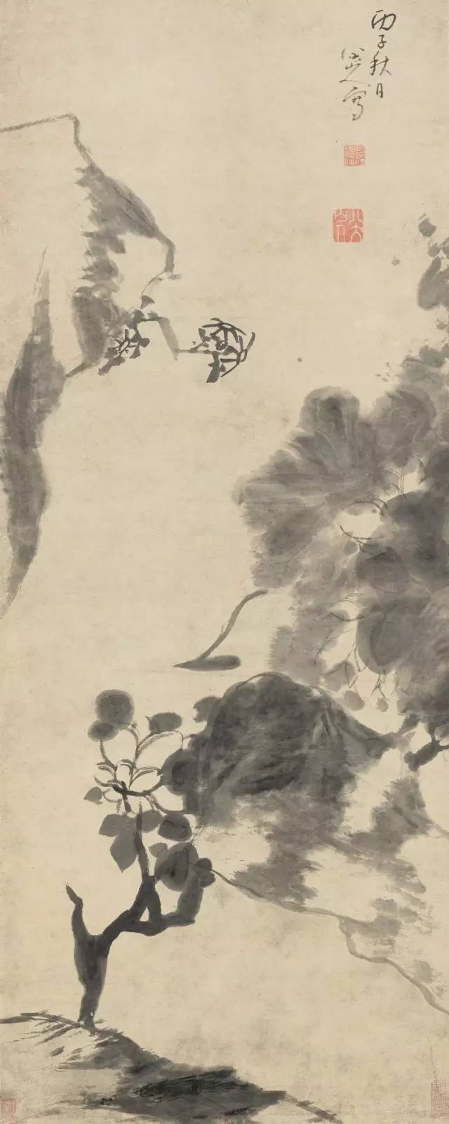 荷花翠鸟图荷凫图 弗利尔美术馆藏朱耷(1626-1705,清代画家.僧人.