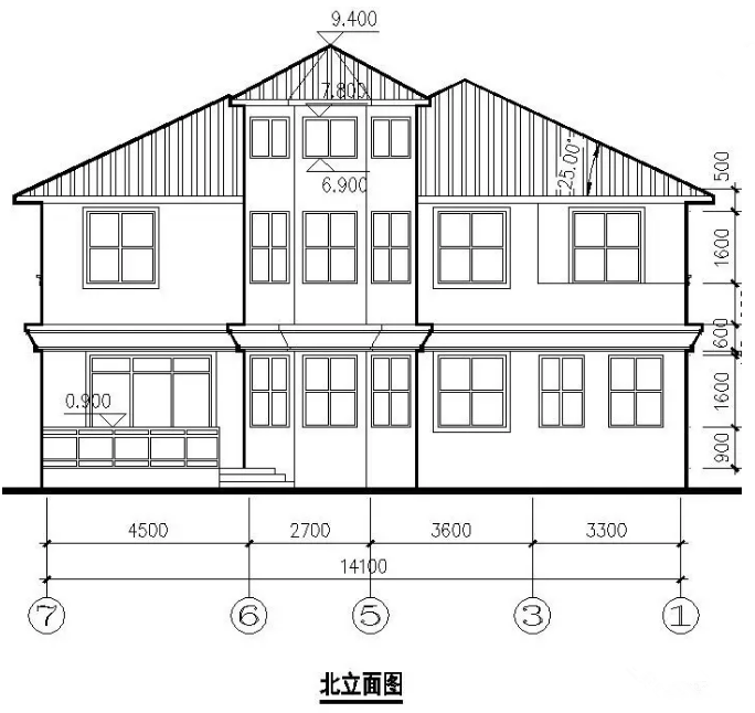 14.1米x12.55米两层复古欧式大别墅(含全图)