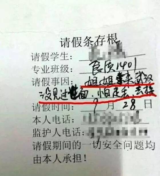 这请假理由老师都不好意思拒绝吧.