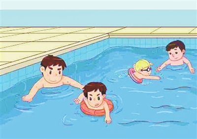 开福区伍家岭路的君悦香邸小区游泳场仍有十来人在游玩,泳池负责人