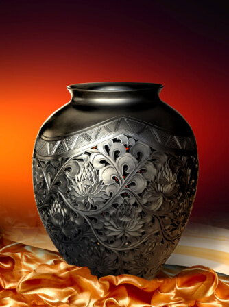 馆陶黑陶——漆画装点的霓裳羽衣