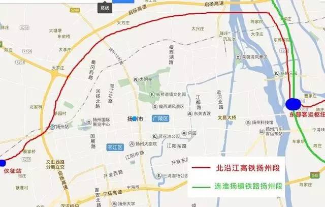 将北沿江铁路扬州段引入连镇铁路扬州高铁站,从而将两条高速铁路干线