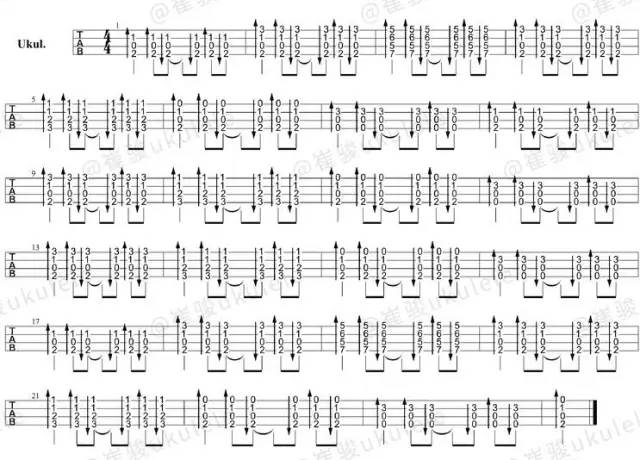 尤克里里小精灵数字曲谱_尤克里里小情歌曲谱(2)