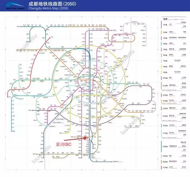 (点击大图更清晰↓↓↓)2050年成都地铁线路规划图全市轨道运营里程