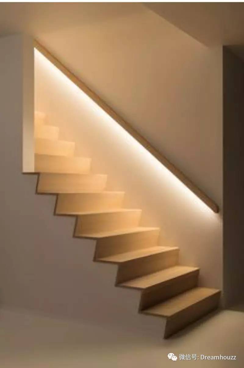 楼梯的灯光方案给三个思路,排名分先后,代表个人偏好: 1,扶手灯带 沿