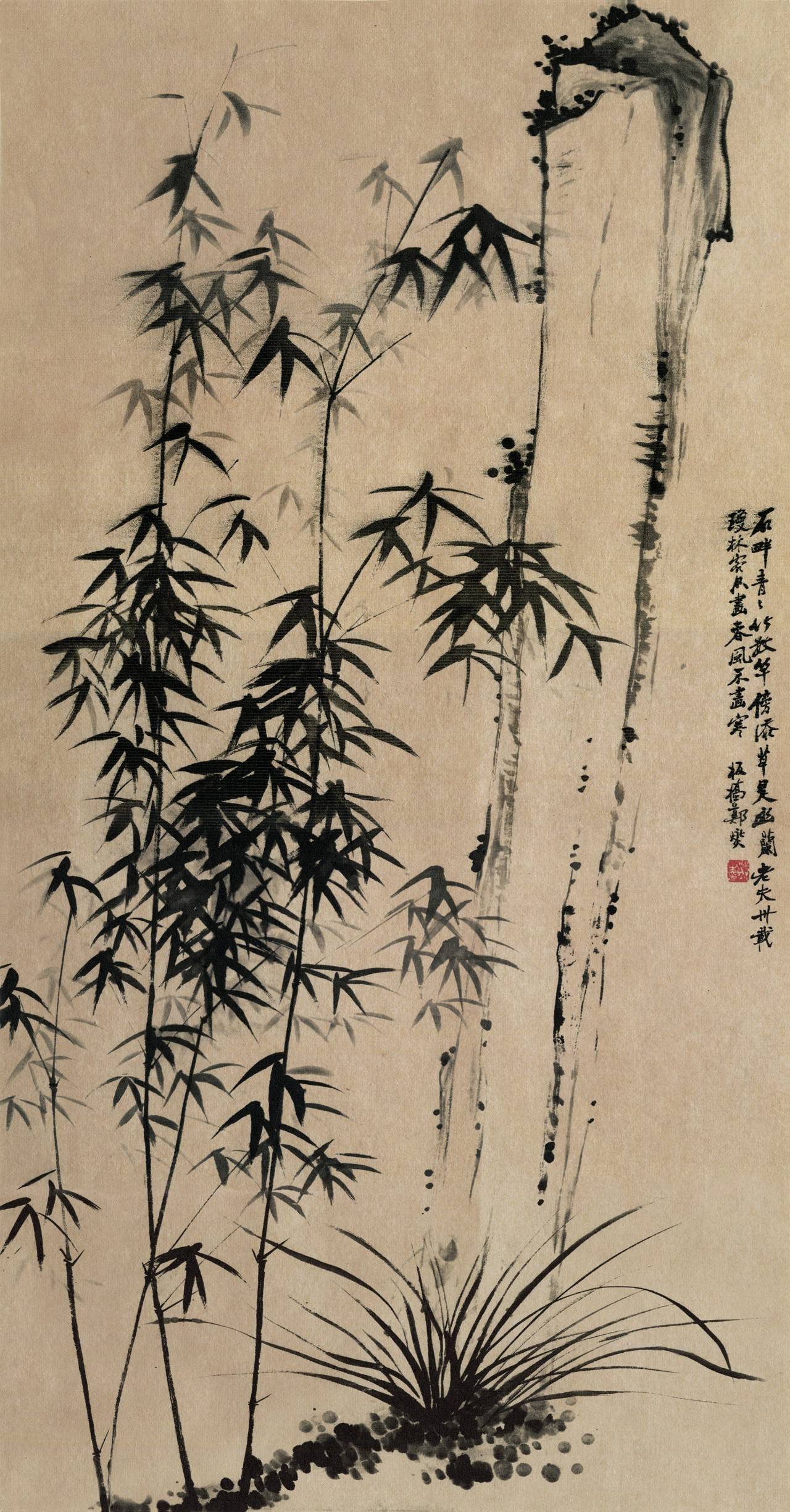 文化 正文  作者不用一点水墨, 纯用赭石,白粉和略加花青点画, 只见色