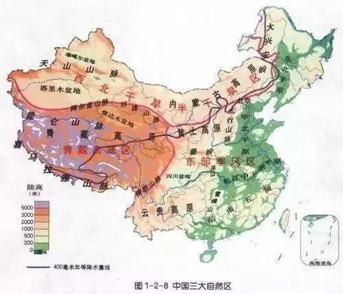 (2)长江水系与黄河水系分水岭:巴颜喀拉山脉一秦岭.图片