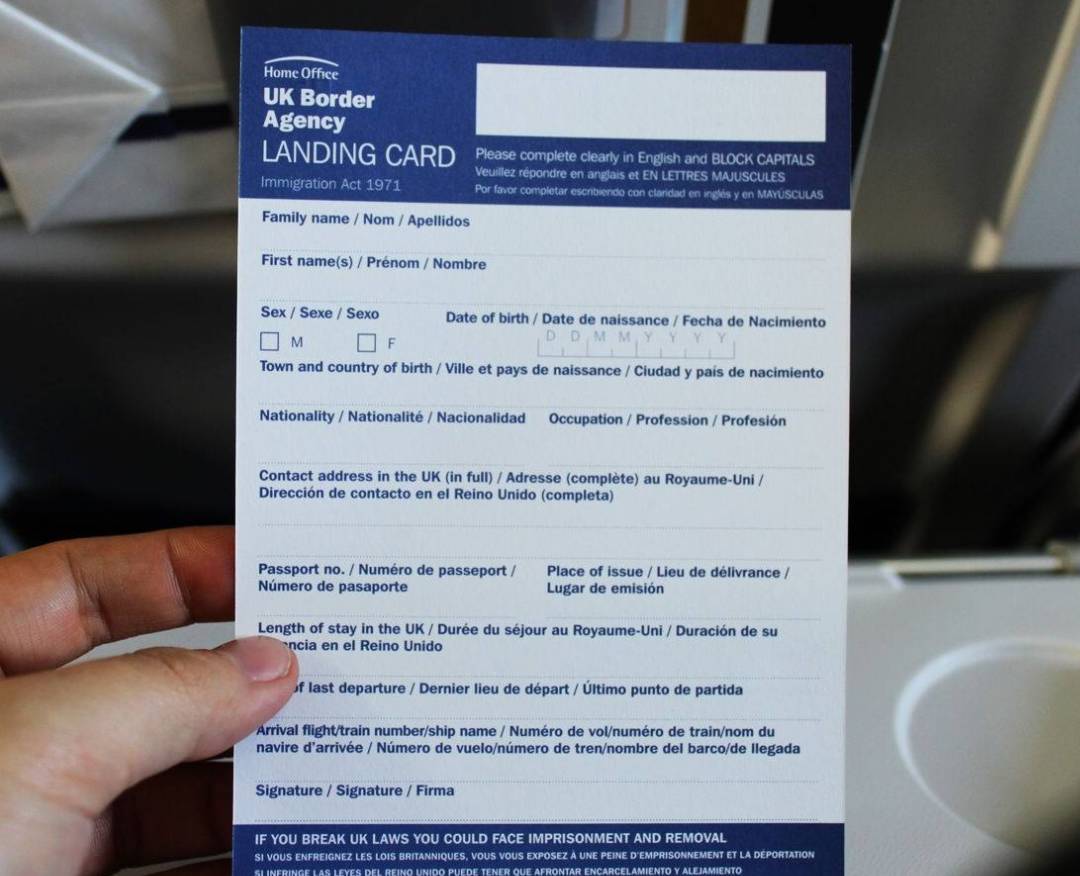 uk landing card pdf download