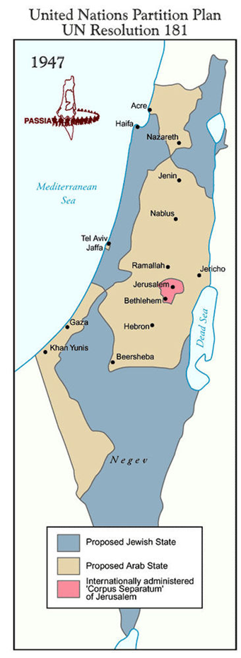 地图试图为英国结束对巴勒斯坦的管制,为犹太人,阿拉伯人建立两个国家图片