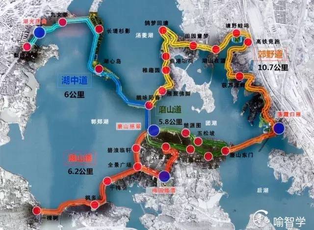 7公里 线路指引: 武汉东湖绿道鼓励绿色出行,这条线路上经常举办一些